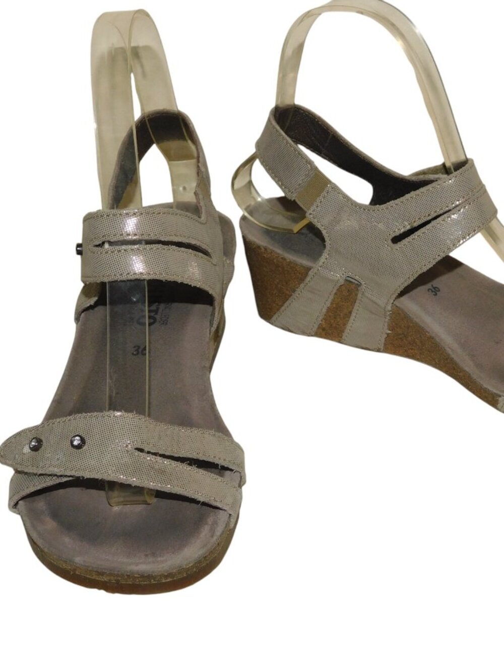 Mephisto Mimoa Leather Sandals Wedge Cork Heel Size 36 US Size 6